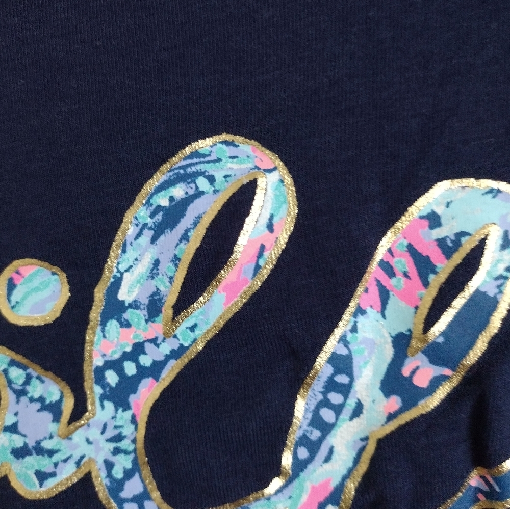 Lilly Pulitzer navy striped lobster tropical top pima cotton blend size Small - Picture 11 of 12